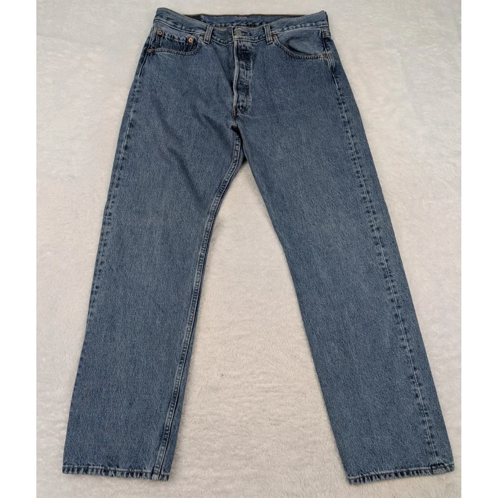 VTG Levi's 501 Jeans Men's 36x32(34x31) Blue Light Wash Button-Fly Denim Y2K
